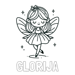 Online izdelana pobarvanka - Pobarvanka imena GLORIJA in enostavna pobarvanka čarobne vile