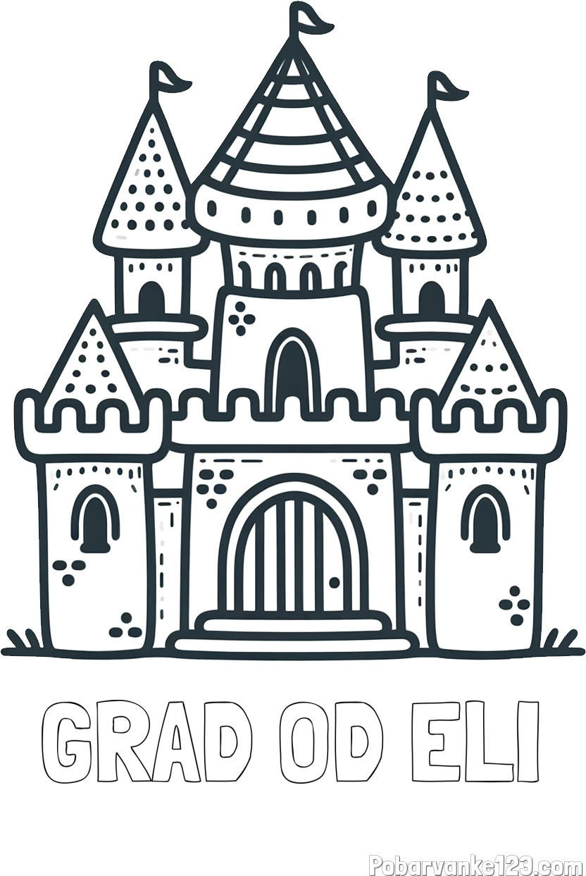 Pobarvanka imena GRAD OD ELI in otroška pobarvanka gradu