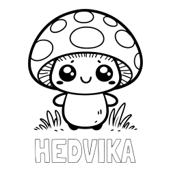 Pobarvanka imena HEDVIKA in otroška pobarvanka gobe