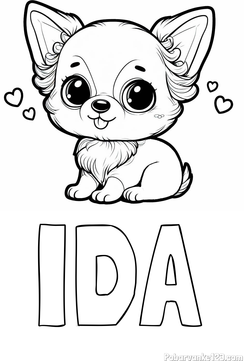 Pobarvanka imena IDA in pobarvanka čivave