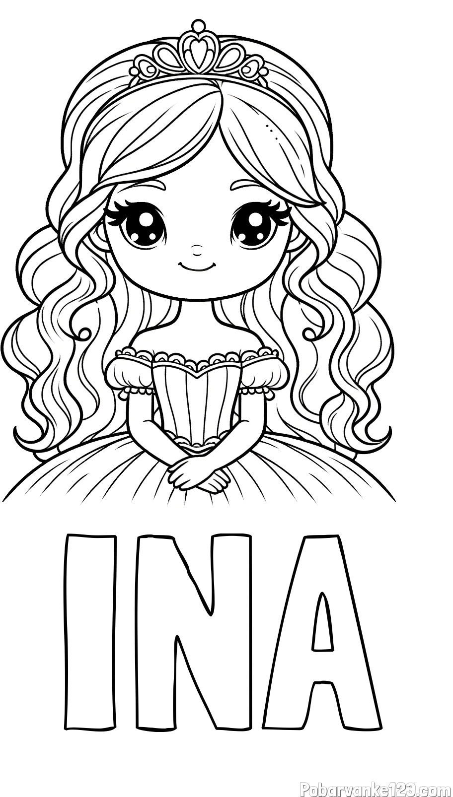Pobarvanka imena INA in pobarvanka ljubke princese