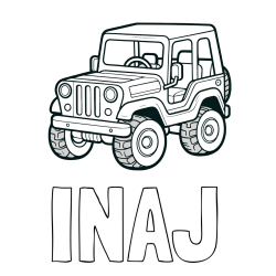 Pobarvanka imena INAJ in preprosta pobarvanka jeep-a