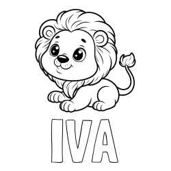 Pobarvanka imena IVA in pobarvanka igrivega levčka