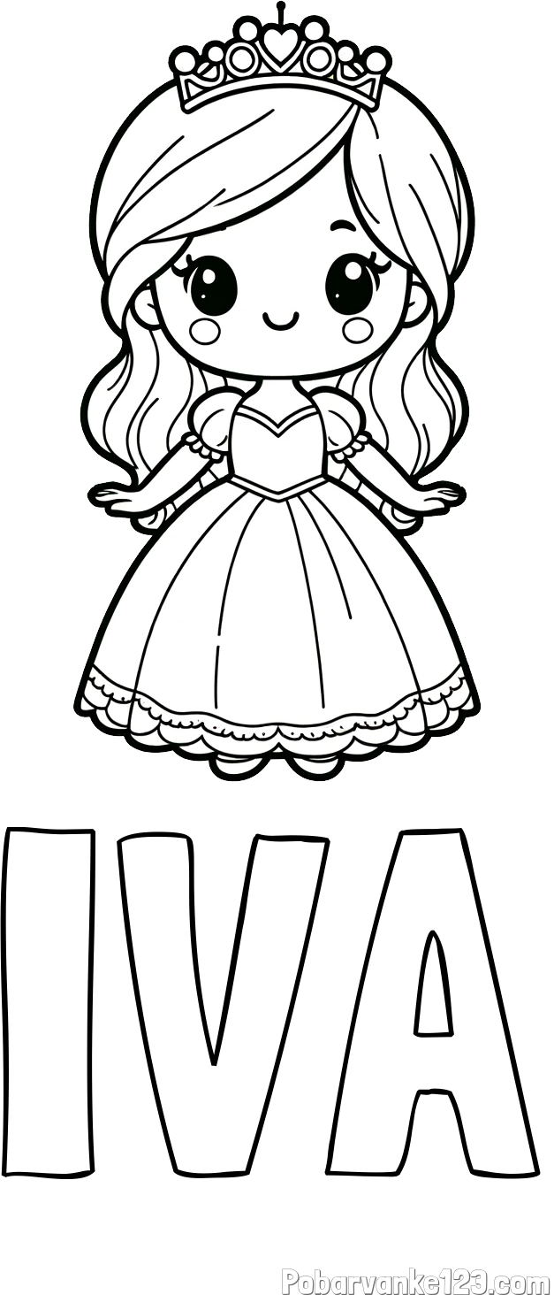 Pobarvanka imena IVA in pobarvanka ljubke princeske