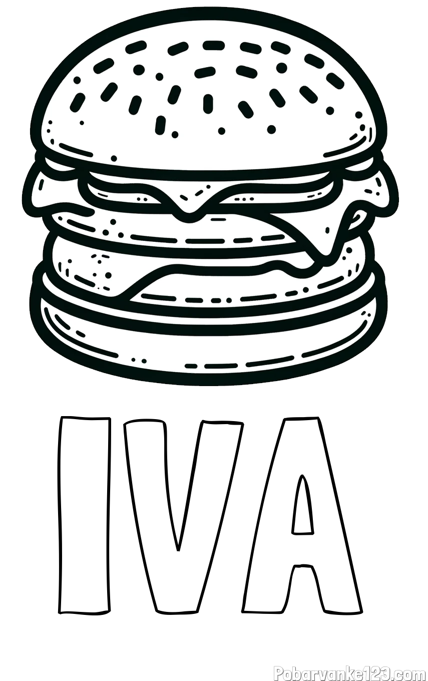 Pobarvanka imena IVA in preprosta pobarvanka hamburgerja