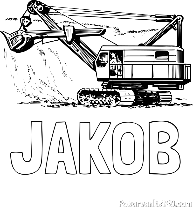 Pobarvanka imena JAKOB in pobarvanka bagra 2
