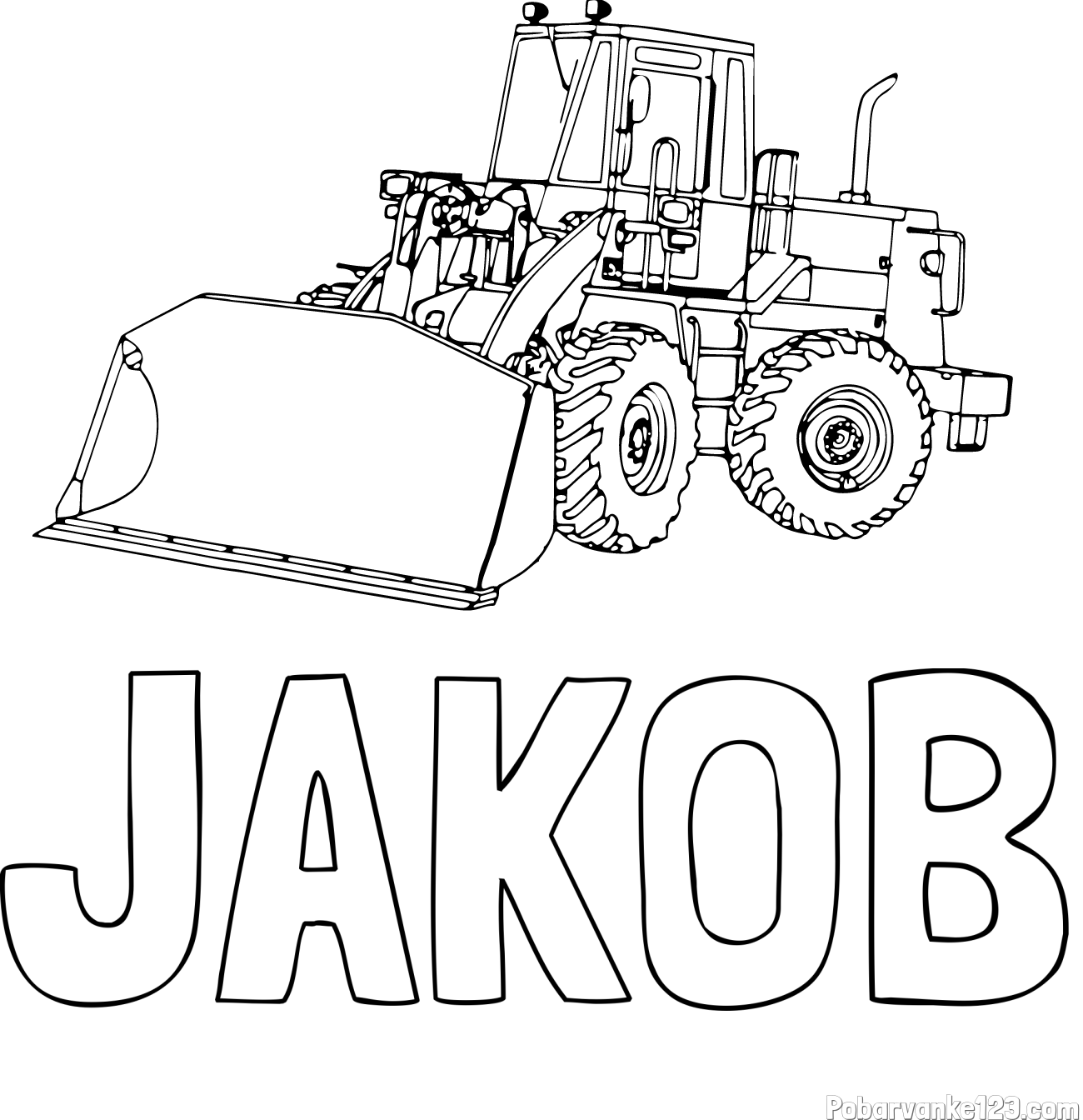 Pobarvanka imena JAKOB in pobarvanka velikega bagra