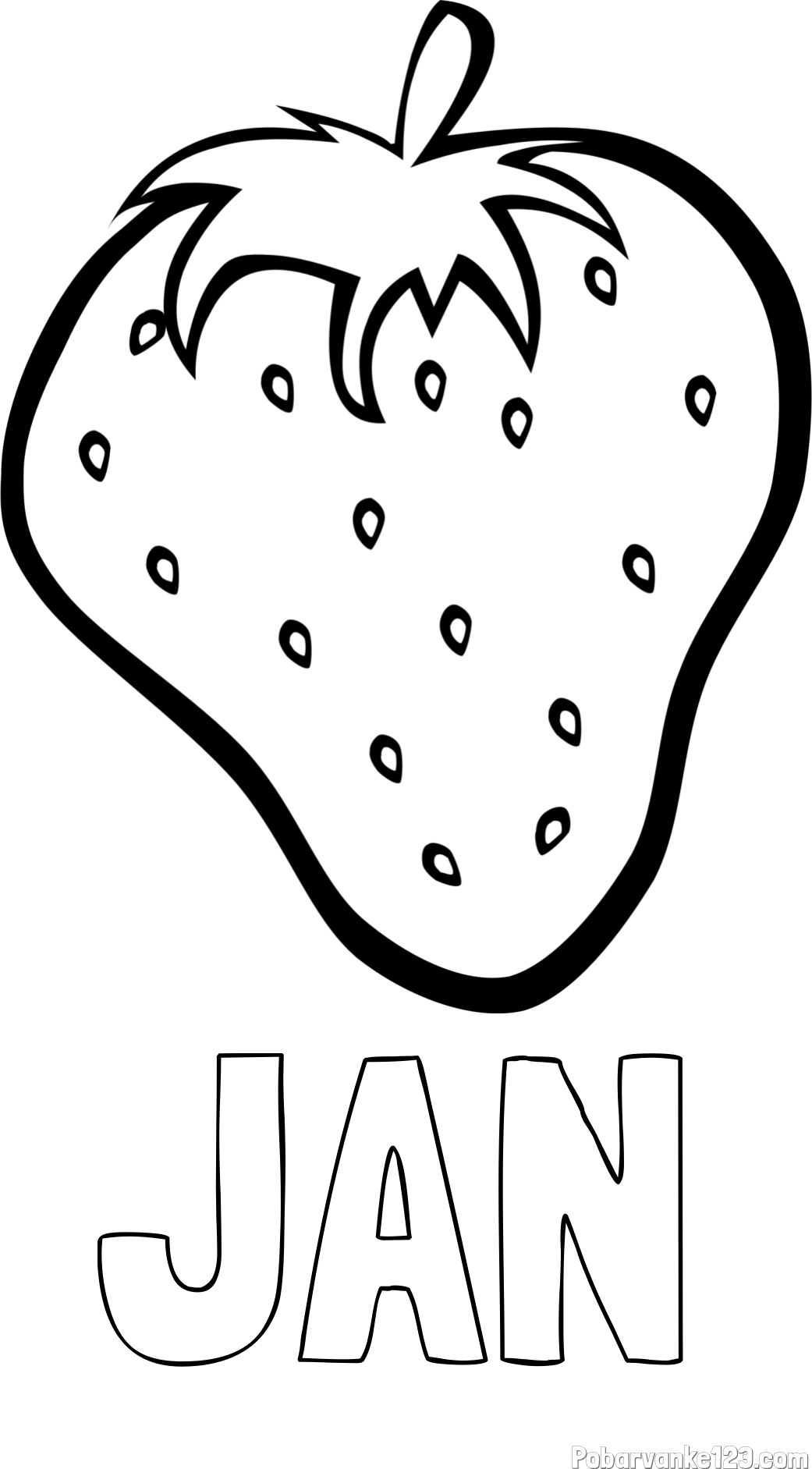 Pobarvanka imena JAN in pobarvanka sočne jagode