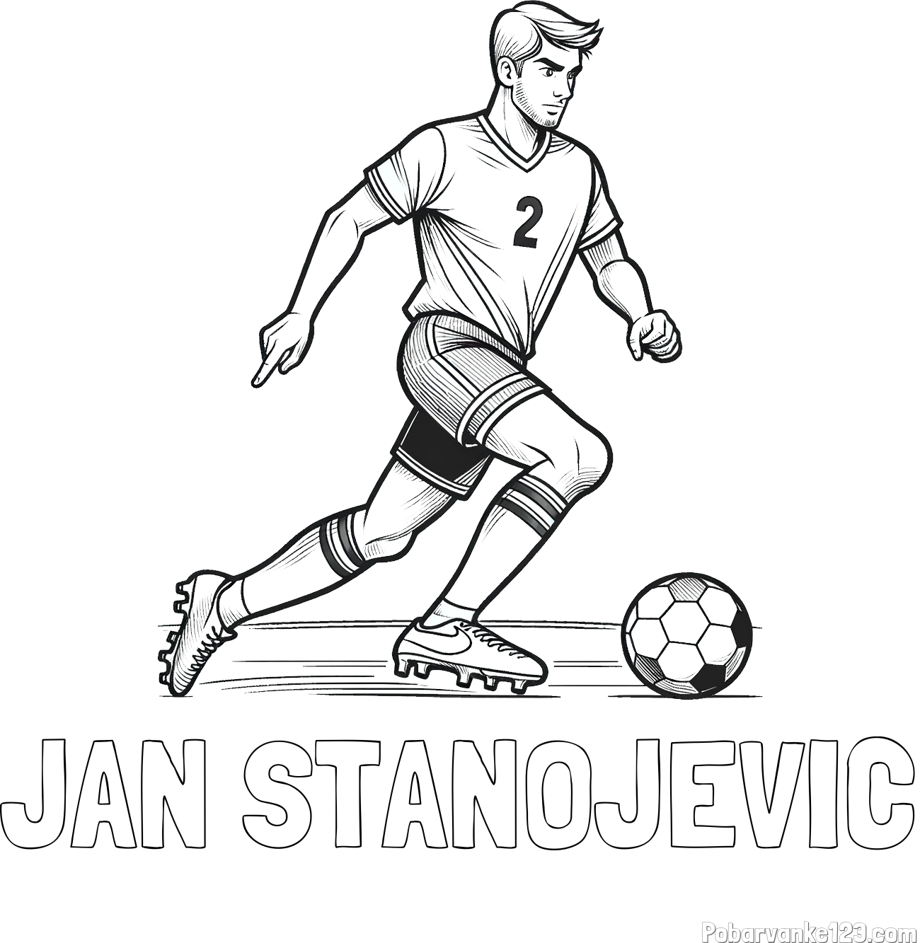 Pobarvanka imena JAN STANOJEVIČ in pobarvanka nogometaša