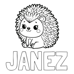 Online izdelana pobarvanka - Pobarvanka imena JANEZ in pobarvanka nasmejanega ježka