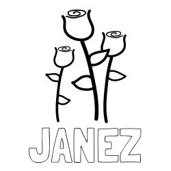 Online izdelana pobarvanka - Pobarvanka imena JANEZ in pobarvanka treh vrtnic