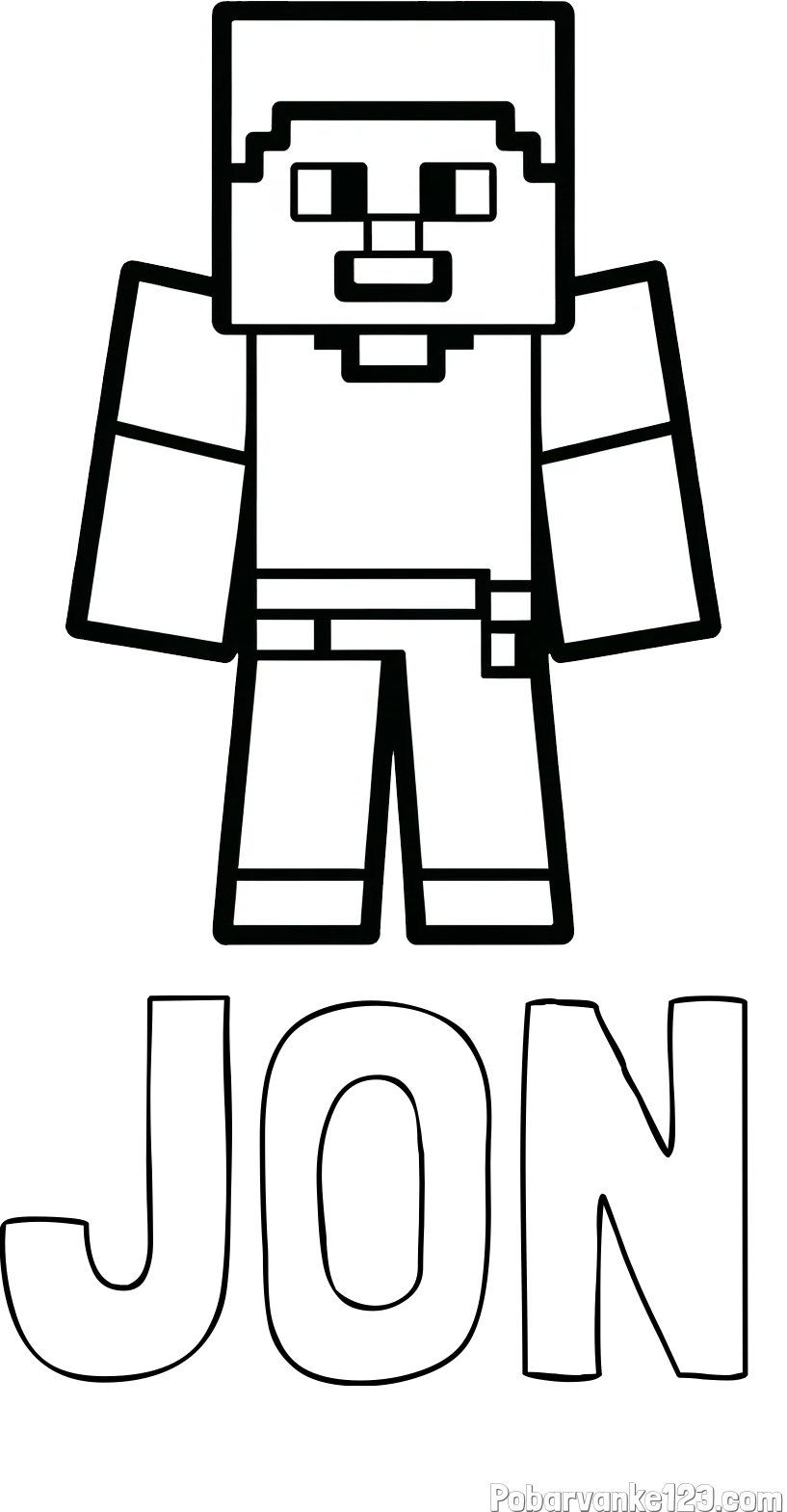 Pobarvanka imena JON in pobarvanka Minecraft figurice