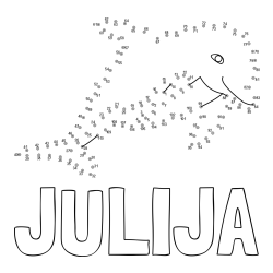Online izdelana pobarvanka - Pobarvanka imena JULIJA in pobarvanka delfina - poveži številke