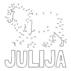 Online izdelana pobarvanka - Pobarvanka imena JULIJA in pobarvanka leva - poveži številke