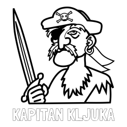 Online izdelana pobarvanka - Pobarvanka imena KAPITAN KLJUKA in pobarvanka gusarja s kljukastim nosom