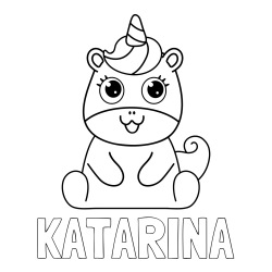 Online izdelana pobarvanka - Pobarvanka imena KATARINA in pobarvanka čudovitega samoroga Unicorn