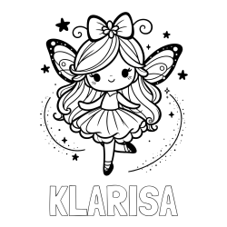 Online izdelana pobarvanka - Pobarvanka imena KLARISA in ljubka čarobna vila