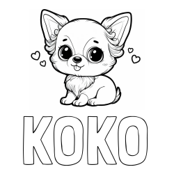 Pobarvanka imena KOKO in pobarvanka čivave