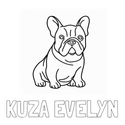 Online izdelana pobarvanka - Pobarvanka imena KUŽA EVELYN in pobarvanka francoskega buldoga