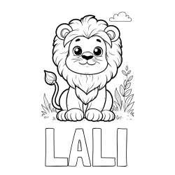 Online izdelana pobarvanka - Pobarvanka imena LALI in pobarvanka ljubkega leva