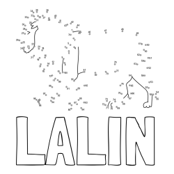 Online izdelana pobarvanka - Pobarvanka imena LALIN in pobarvanka leva - poveži številke