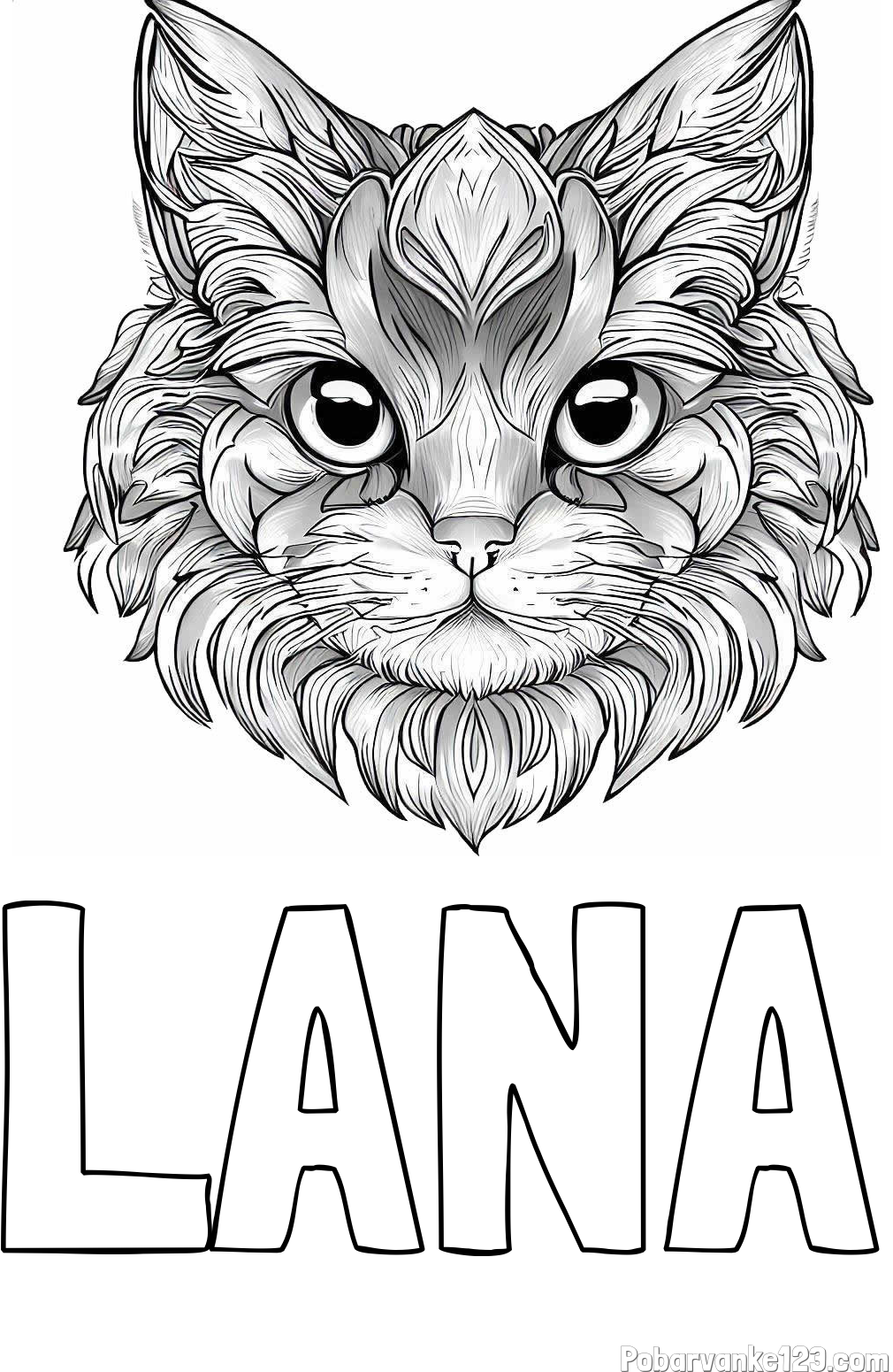 Pobarvanka imena LANA in pobarvanka mačke