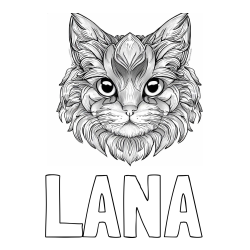 Online izdelana pobarvanka - Pobarvanka imena LANA in pobarvanka mačke