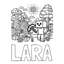 Pobarvanka imena LARA in pobarvanka Minecraft sveta