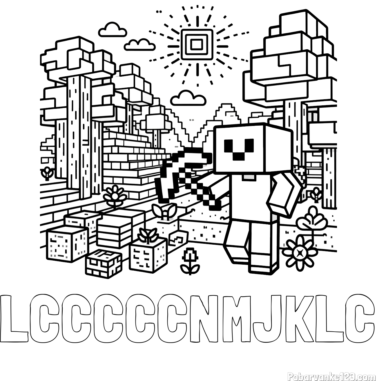 Pobarvanka imena LČČČČČNMJKLČ in pobarvanka Minecraft sveta