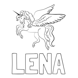 Online izdelana pobarvanka - Pobarvanka imena LENA in lepa pobarvanka samoroga
