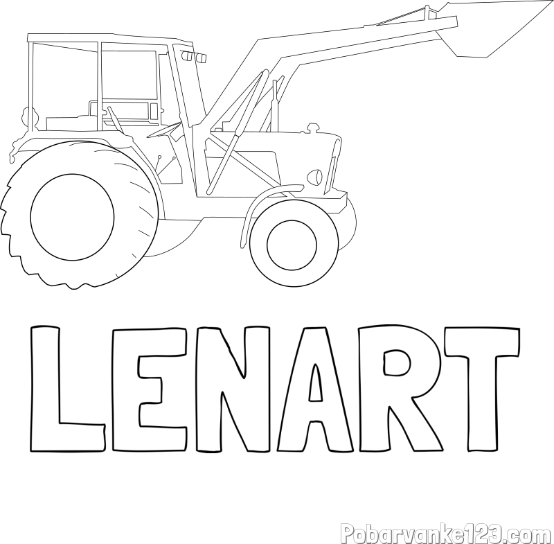 Pobarvanka imena LENART in traktor 2