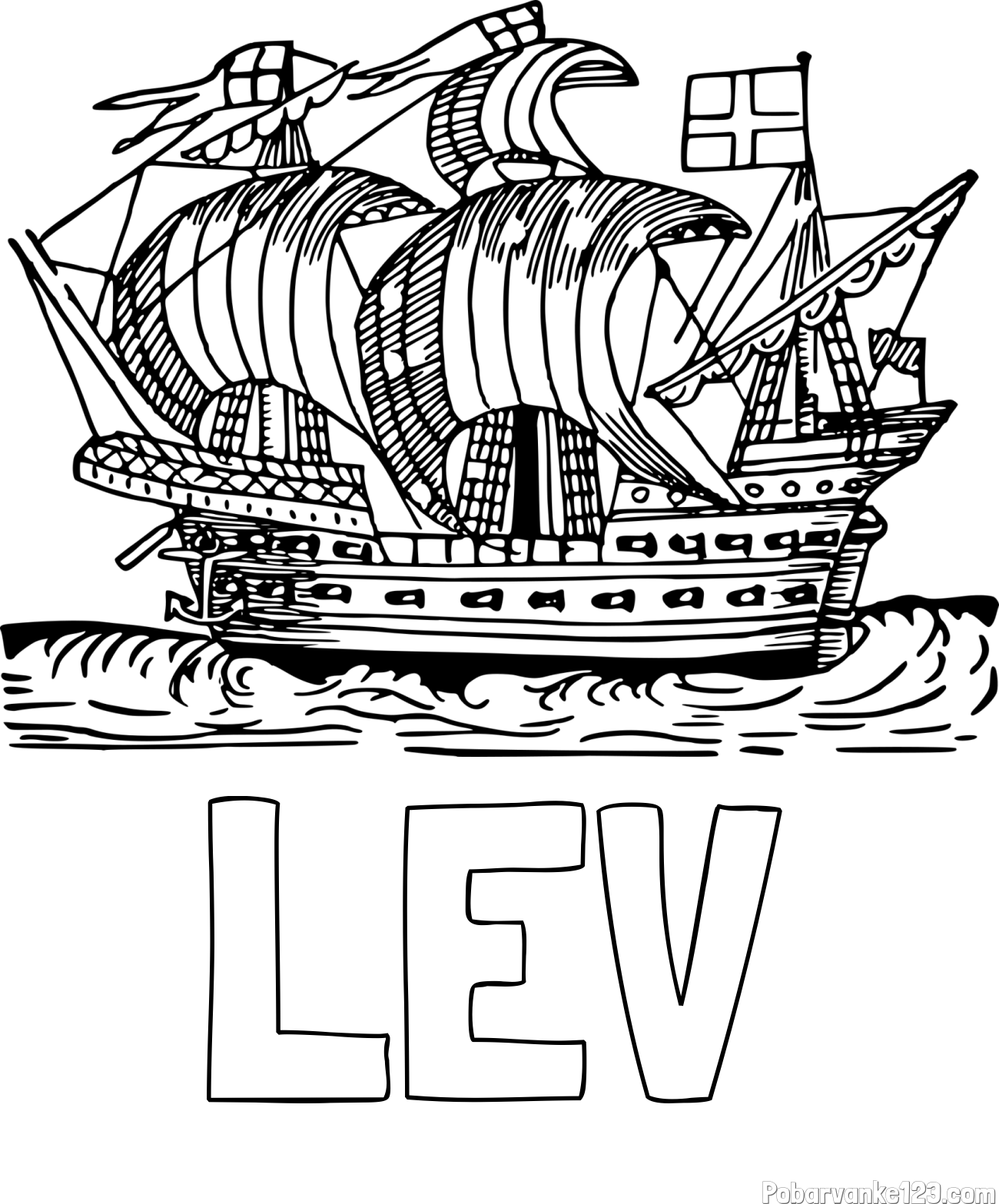 Pobarvanka imena LEV in pobarvanka velike in stare ladje