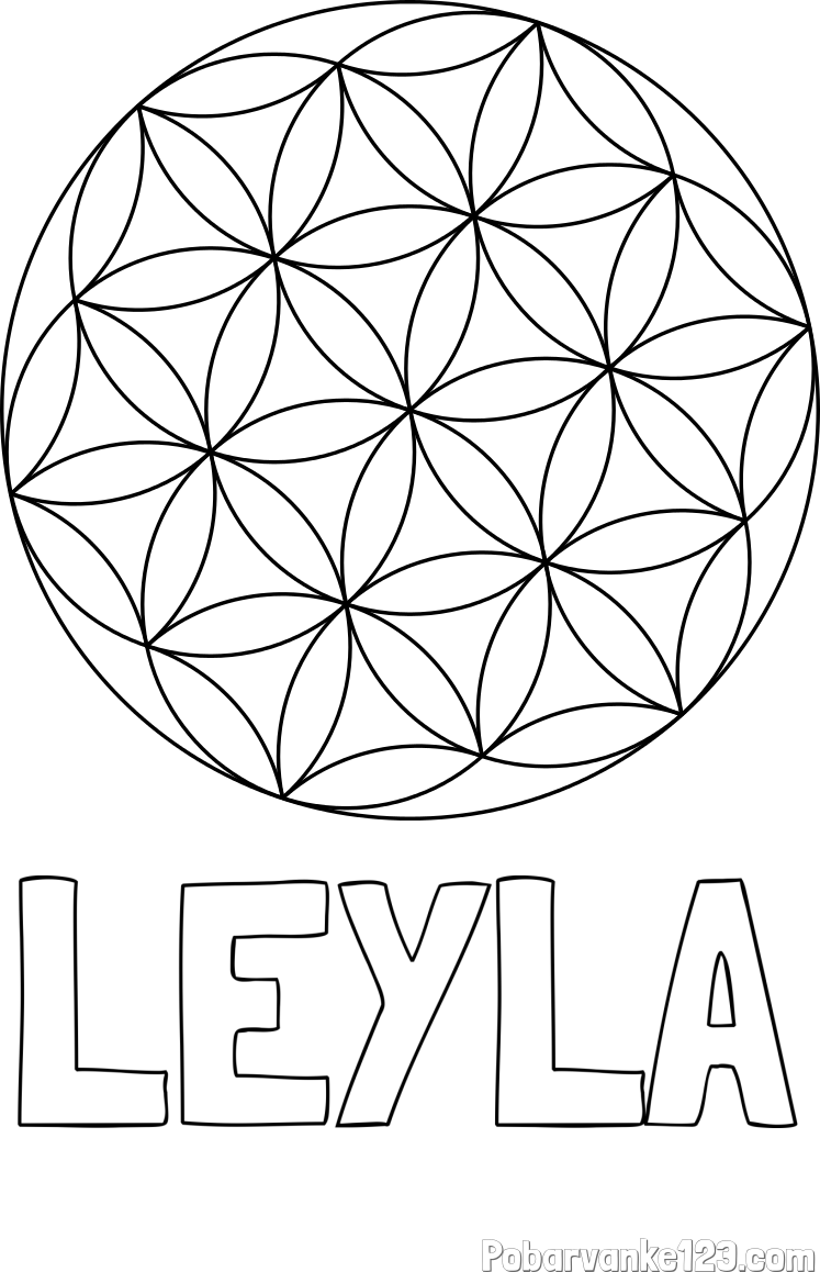 Pobarvanka imena LEYLA in mandale 2