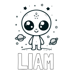 Pobarvanka imena LIAM in pobarvanka vesoljec