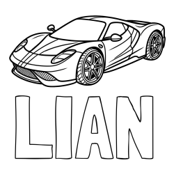 Online izdelana pobarvanka - Pobarvanka imena LIAN in pobarvanka dirkalnega avtomobila