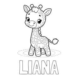 Online izdelana pobarvanka - Pobarvanka imena LIANA in pobarvanka žirafe
