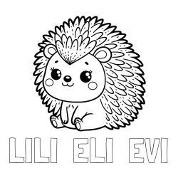 Online izdelana pobarvanka - Pobarvanka imena LILI  ELI  EVI in pobarvanka nasmejanega ježka