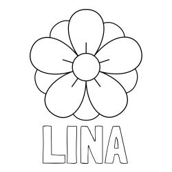 Online izdelana pobarvanka - Pobarvanka imena LINA in pobarvanka lepega cveta