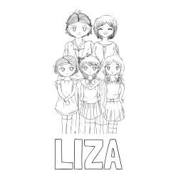 Pobarvanka imena LIZA in anime risani junaki