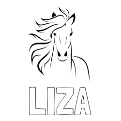 Pobarvanka imena LIZA in lepa pobarvanka konja