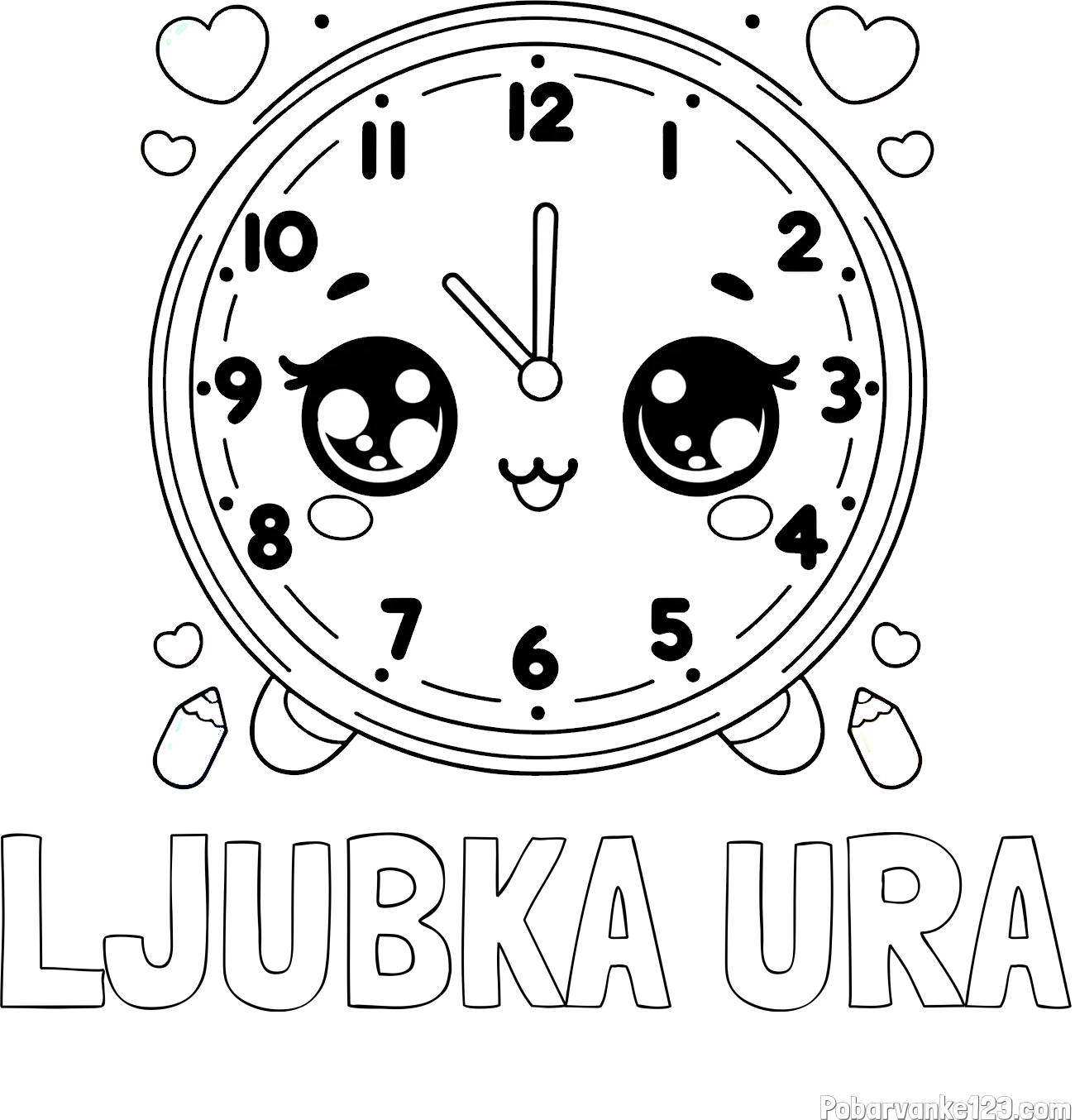 Pobarvanka imena LJUBKA URA in pobarvanka ljubke ure