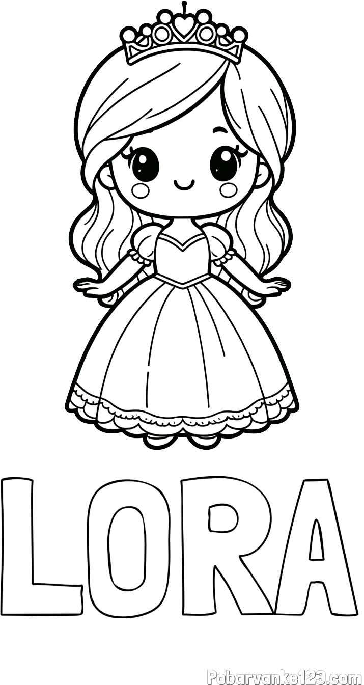 Pobarvanka imena LORA in pobarvanka ljubke princeske