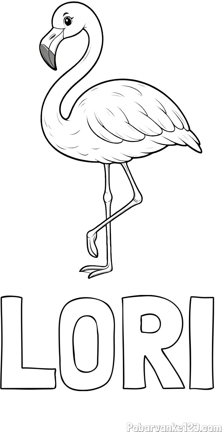 Pobarvanka imena LORI in pobarvanka flaminga