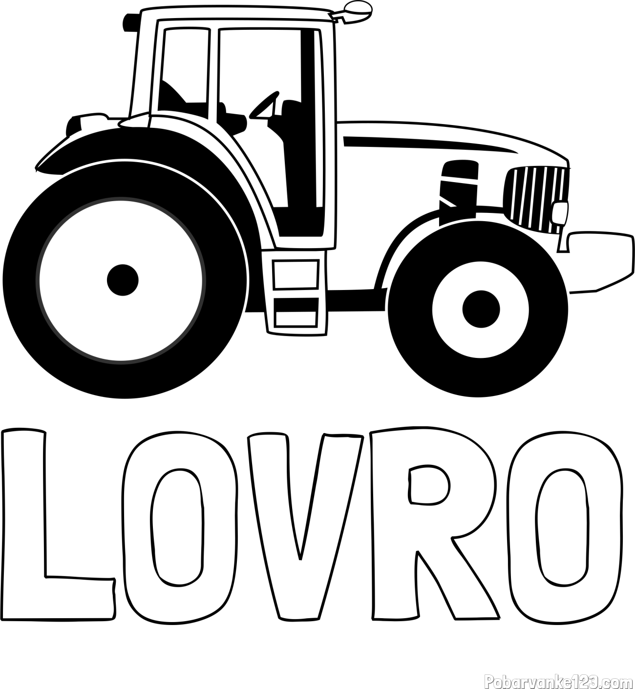 Pobarvanka imena LOVRO in pobarvanka velikega in zmogljivega traktorja
