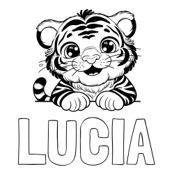 Online izdelana pobarvanka - Pobarvanka imena LUCIA in pobarvanka tigrček