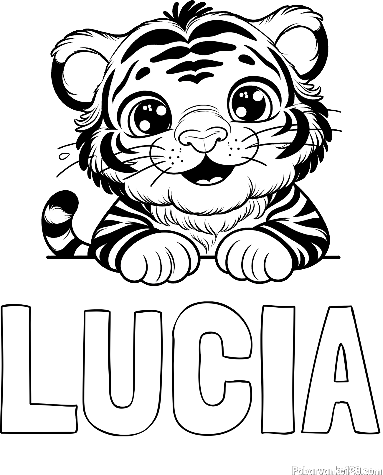 Pobarvanka imena LUCIA in pobarvanka tigrček
