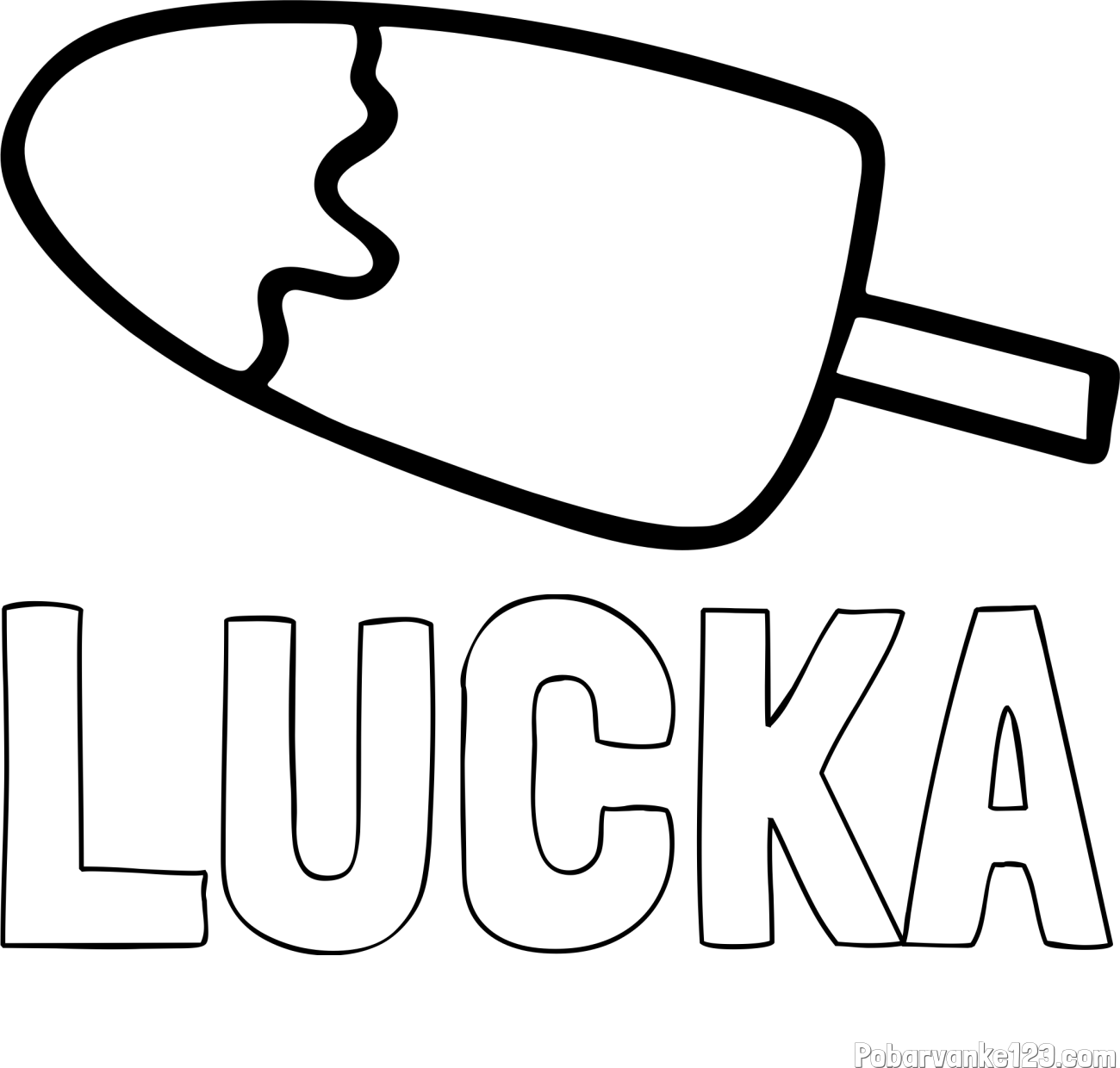 Pobarvanka imena LUČKA in pobarvanka lučke (sladoled na palčki)