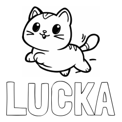 Pobarvanka imena LUČKA in pobarvanka prikupne mačke med tekom