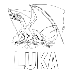 Online izdelana pobarvanka - Pobarvanka imena LUKA in pobarvanka strašnega zmaja