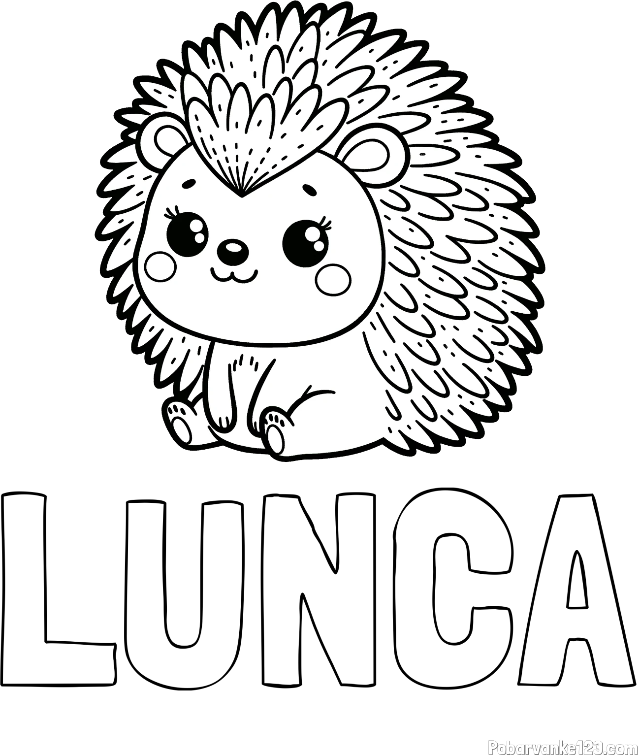 Pobarvanka imena LUNČA in pobarvanka nasmejanega ježka